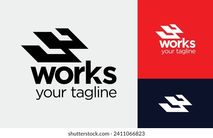 vector Dynamic Letter W Logo with Sharp Corners