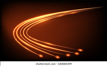 Vector  of dynamic lights speed line in dark background.Glowing magic light effect and long trails fire motion.High speed. Abstract technology background  abstract, science, futuristic, energy, techno