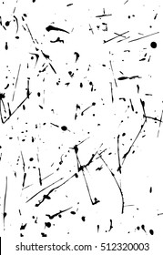 Vector dynamic lines of black ink. Thin chaotic vertical and horizontal lines. Drops and drips. Grunge texture.