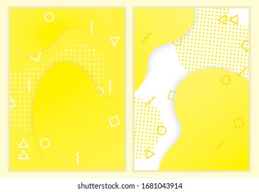 Vector Dynamic Liquid Shape With Light Yellow Background And Dots.