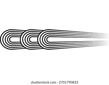 Padrão dinâmico vetorial de linhas paralelas pretas em um plano de fundo branco em estilo retrô. Elemento de design desportivo. Fundo vetorial moderno para capas, publicidade, decoração de parede