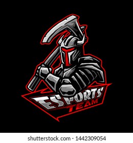 vector of e sports team logo design, knight armor with weapon