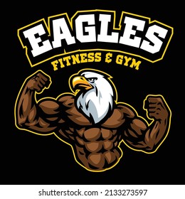 Vector of Eagle Bodybuilder Mascot Logo