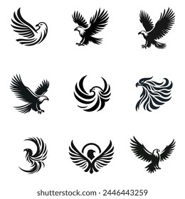 Vector eagle emblems or eagle logos set for company logo or brand logotype with eagle bird