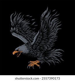 vector eagle in flight good for t-shirt design