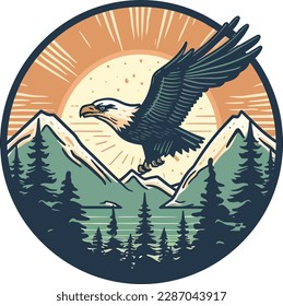 vector of eagle fly in wild logo mascot