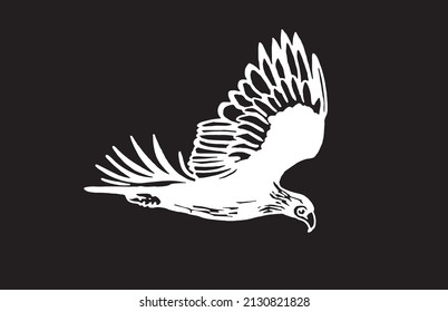 Vector eagle flying ,graphical element of bird on black background