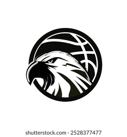 Vector Eagle head mascot logo with basketball behind