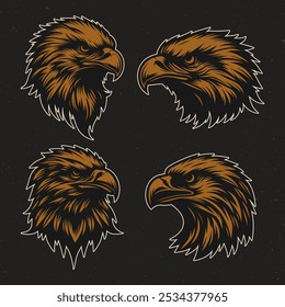 Vector of eagle head with monochrome style in black background