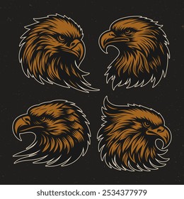 Vector of eagle head with monochrome style in black background