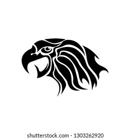Vector Eagle Head Tattoo Design. Logo Prey Bird Isolated on White Backgground