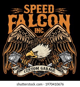 vector of eagle hold piston motorcycle