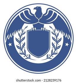 Vector eagle image, holding a shield. Vector eagle logo design concept, isolated on white background.