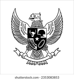 Vector eagle indonesia Illustration Hand Drawn