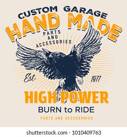 vector eagle logo cars and motorcycle garage print