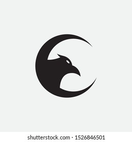 vector eagle moon logo icon template