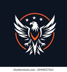 vector of eagle with open wings and stars above head