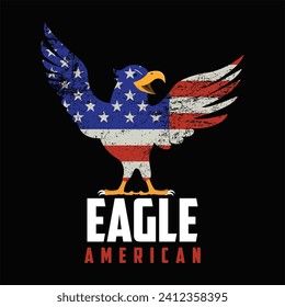 vector of eagle painted in american flag