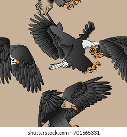 Vector eagle seamless background