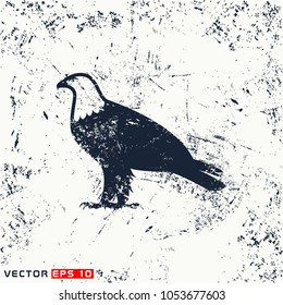 vector eagle silhouette on grunge background