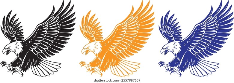 A vector of an eagle with wings fully spread