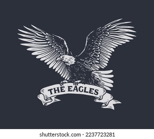 Vector Eagles illustration Hand Drawn Clothing Apparel Logo Badge