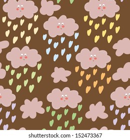 Vector eamless pattern with clouds.  Seamless pattern can be used for wallpaper, pattern fills, web backgrounds, surface textures. Gorgeous seamless floral background
