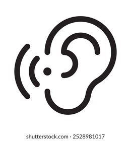 vector Ear icon, hearing symbol. Simple, outline design for web or mobile app with editable stroke