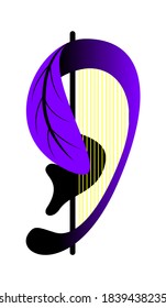 Vector ear like harp in graphic style