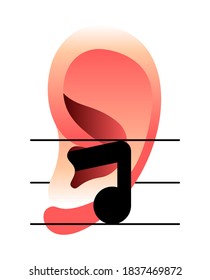 Vector ear with note in graphic style
