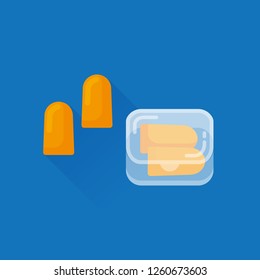 vector ear plugs with storage box / sleeping quality concept / isolated, sign and icon template