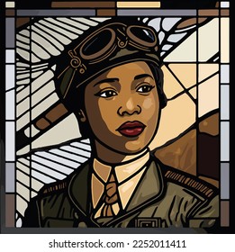 Vector of early African American aviator Bessie Coleman (1892-1926) svg