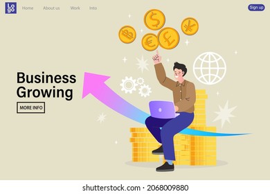 Vector earnings on the Internet, online income Concept. Online money transfer, mobile payments. strategy and management. successful businessman pointing at chart going up. Graph to success.