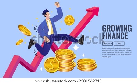 Vector earnings on the Internet, online income. Online money transfer, mobile payments. Businessman walking on stair. Graph to success. Business growing. Business boost concept.