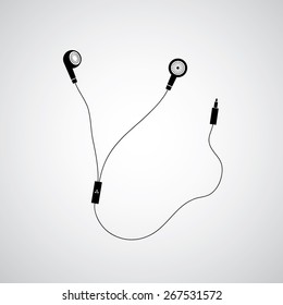 vector earphone symbol on gray background  