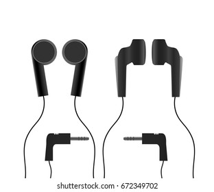 Vector. Earphones isolated on the white background.