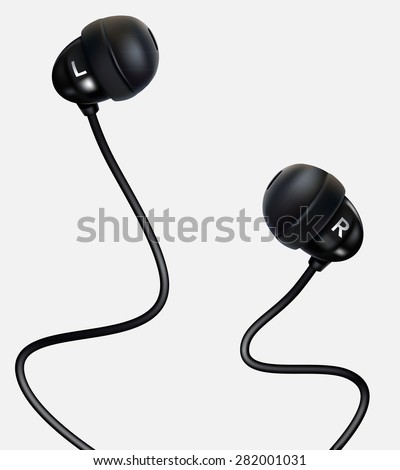 Vector. Earphones isolated on the white background.