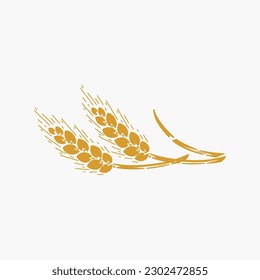 Vector Ears of Wheat, Grain Spikes, Barley or Rye icon. Great for Bread Packaging, Beer labels etc