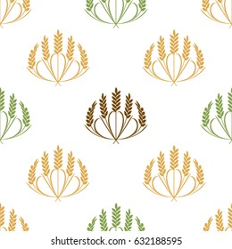 Vector Ears of wheat and grains seamless pattern illustration