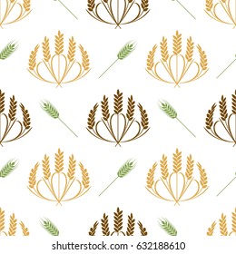 Vector Ears of wheat and grains seamless pattern illustration