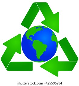 Vector earth blue from America inside the sign of recovery