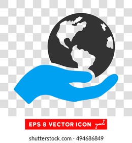 Vector Earth Care Hand EPS vector pictogram. Illustration style is flat iconic bicolor blue and gray symbol on a transparent background.