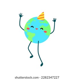 Vector Earth Character is celebrate Mother Earth Day. Happy mascot of nature. Go green