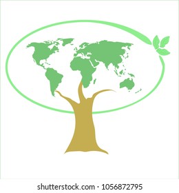 Vector Earth, continents, tree