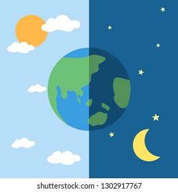 Vector Earth With Day And Night.