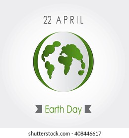 Vector Earth day poster design. Save Earth concept. Map illustration. Protect world idea.Template for banner, ad?ertisement cover. Green Ecology cutout sticker. Realistic Paper card. Nature love
