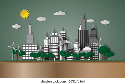 Vector Earth day and world environment day.paper art style