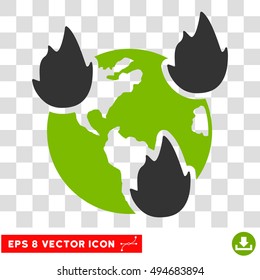 Vector Earth Disasters EPS vector pictograph. Illustration style is flat iconic bicolor eco green and gray symbol on a transparent background.