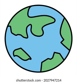 Diseño de iconos de contorno de vectores de la Tierra rellenados
