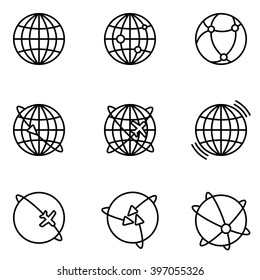 Vector Earth Global Communication icons set.